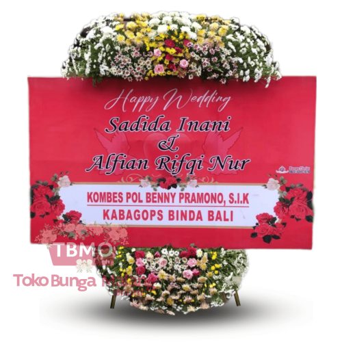 Bunga papan murah malang wedding merah