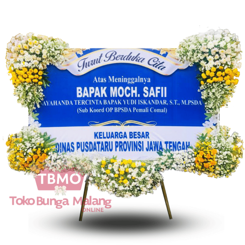 Bunga papan murah malang duka biru putih
