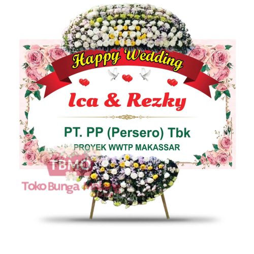 Bunga Papan Wedding White Pink
