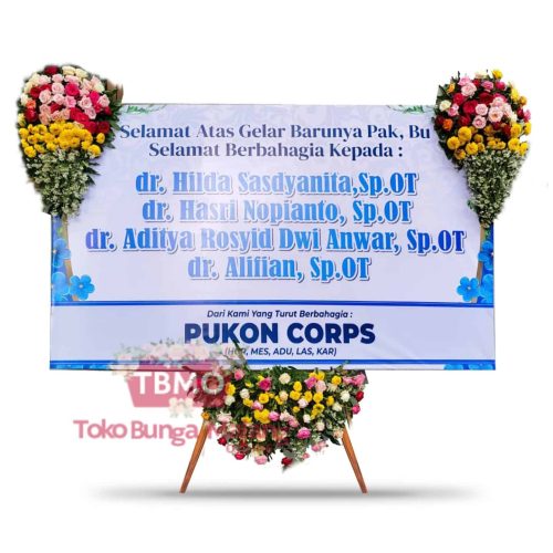 Bunga Papan Selamat White - 3 Titik