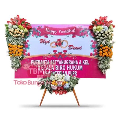 Papan Bunga ucapan selamat menikah tema kementrian PUPR - 3 Titik Panjang