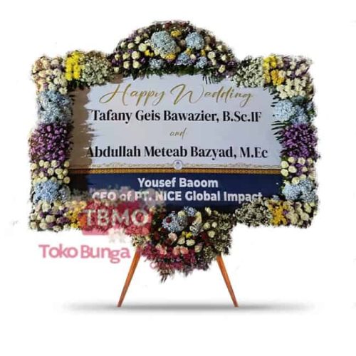 Papan Bunga Wedding Premium Full Bunga – Full Papan + Mahkota Putus