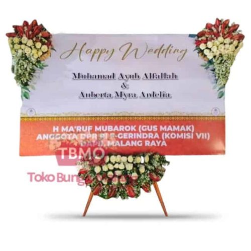 Bunga papan wedding tema mawar – 3 Titik Rp650,000